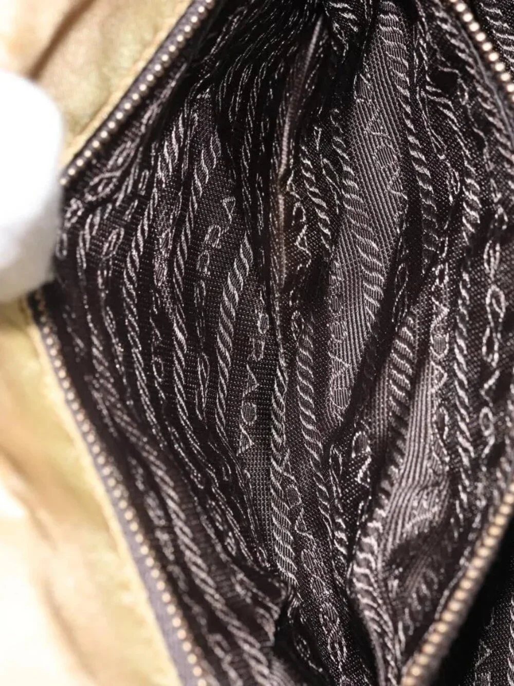 PRADA Shoulder Bag Nylon Beige Gold - Picture 13 of 16